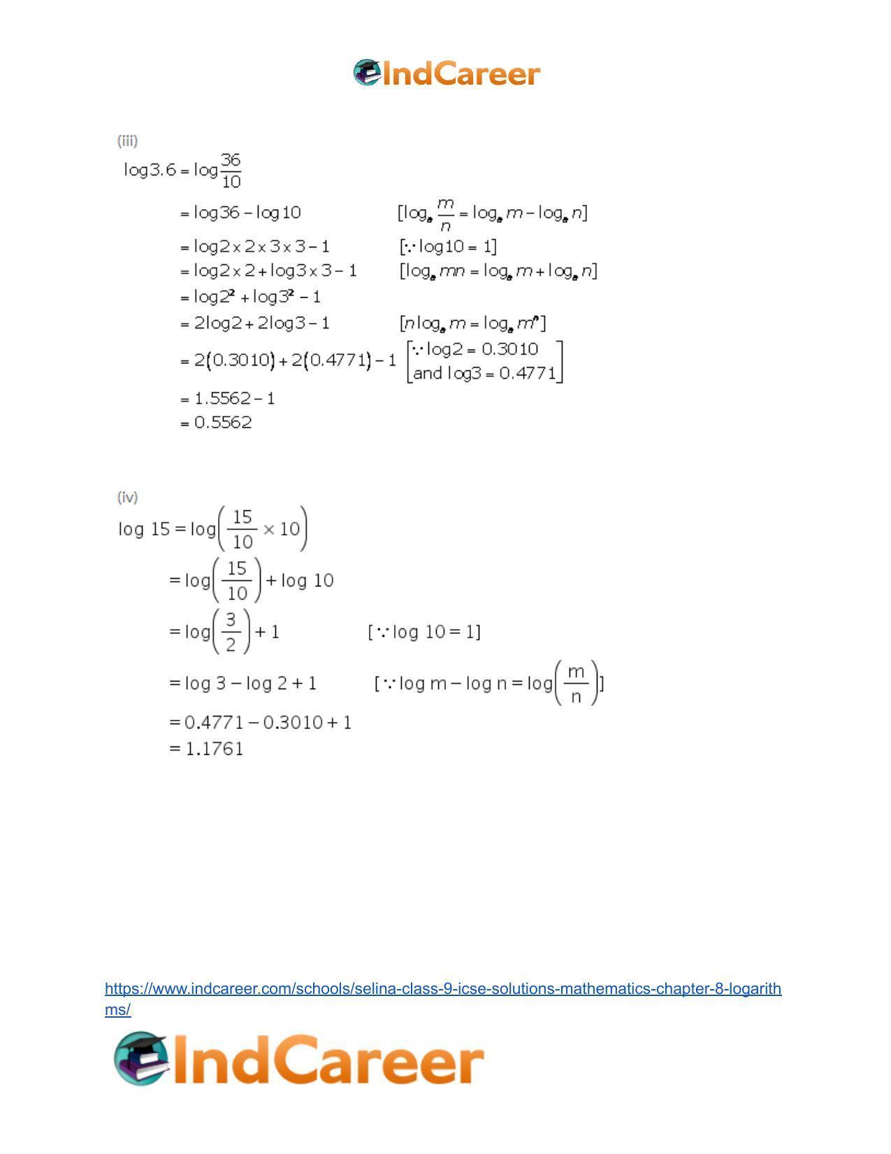 Selina Class 9 ICSE Solutions Mathematics : Chapter 8- Logarithms - Page 32
