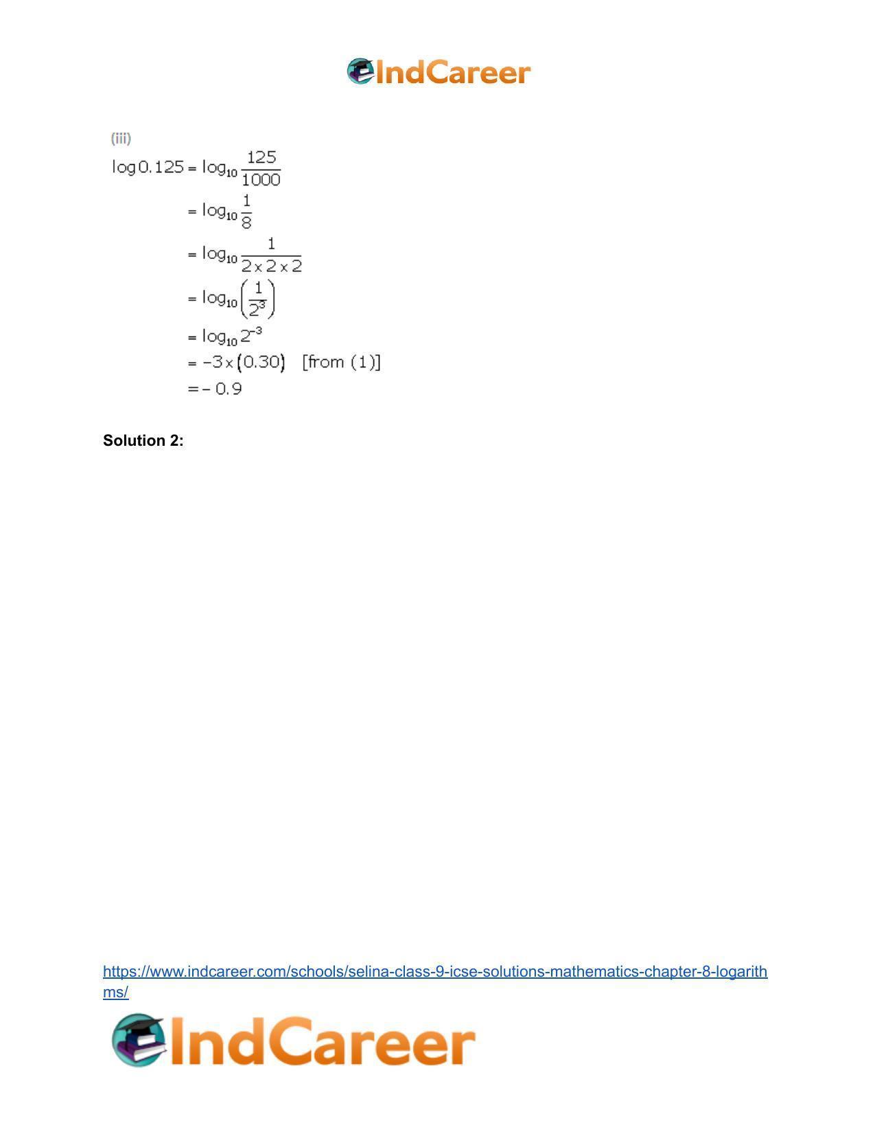 Selina Class 9 ICSE Solutions Mathematics : Chapter 8- Logarithms - Page 37