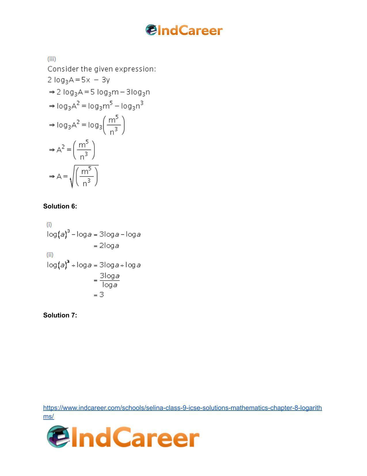 Selina Class 9 ICSE Solutions Mathematics : Chapter 8- Logarithms - Page 41