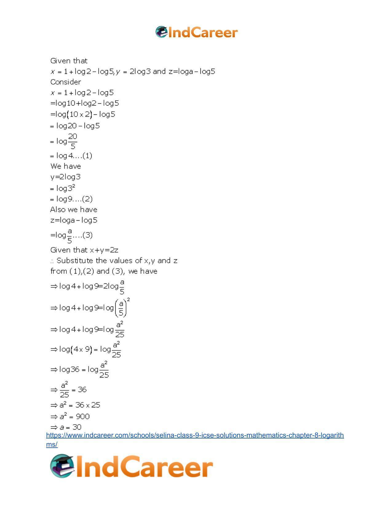 Selina Class 9 ICSE Solutions Mathematics : Chapter 8- Logarithms - Page 46