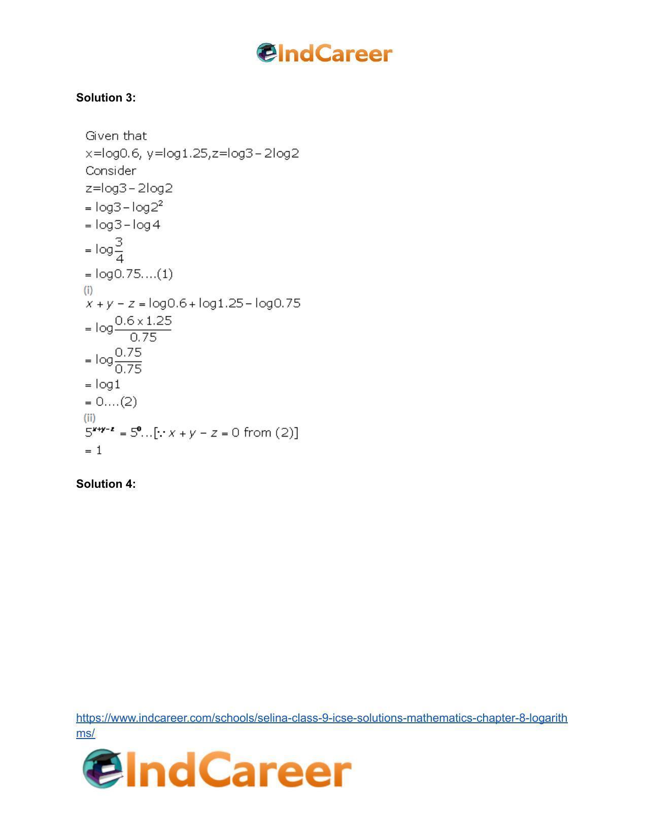 Selina Class 9 ICSE Solutions Mathematics : Chapter 8- Logarithms - Page 47