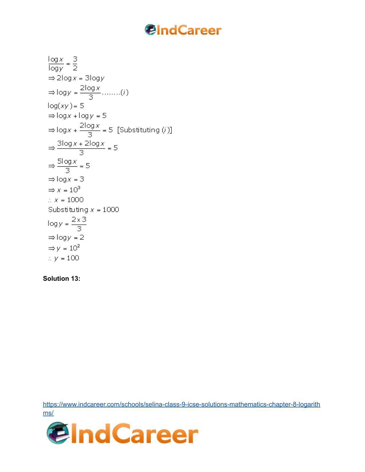 Selina Class 9 ICSE Solutions Mathematics : Chapter 8- Logarithms - Page 55