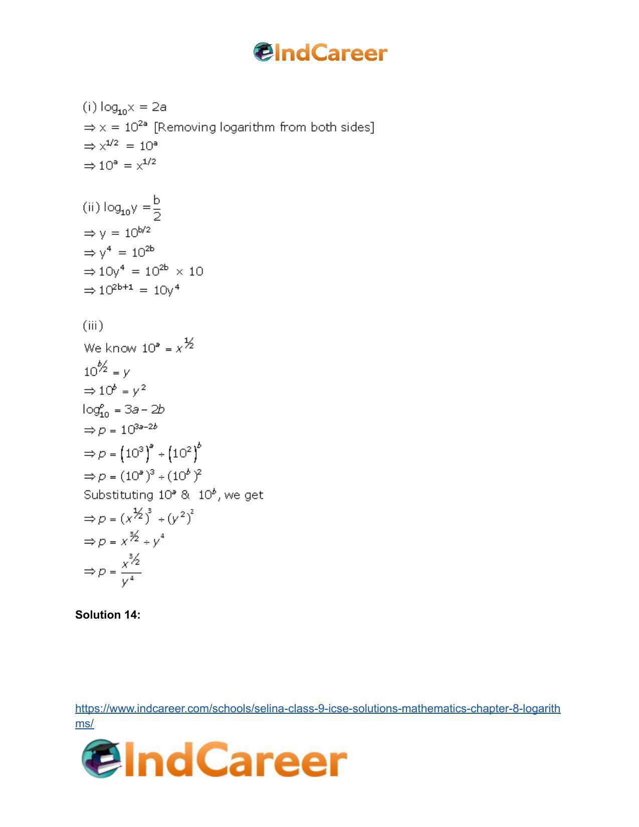 Selina Class 9 ICSE Solutions Mathematics : Chapter 8- Logarithms - Page 56
