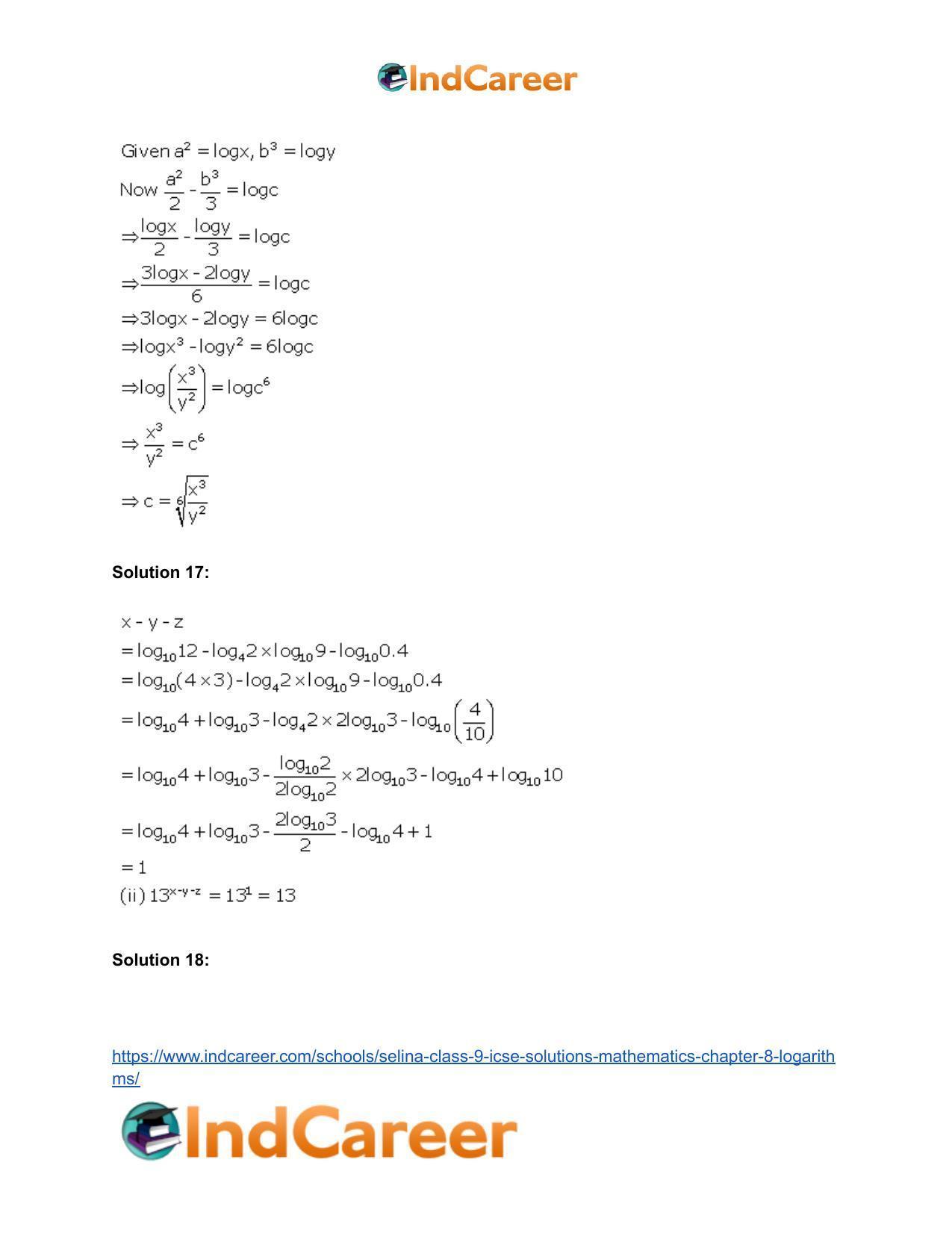 Selina Class 9 ICSE Solutions Mathematics : Chapter 8- Logarithms - Page 58