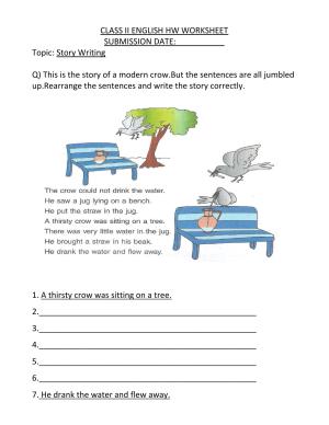 Worksheet for Class 2 English Assignment 57 Story Writing