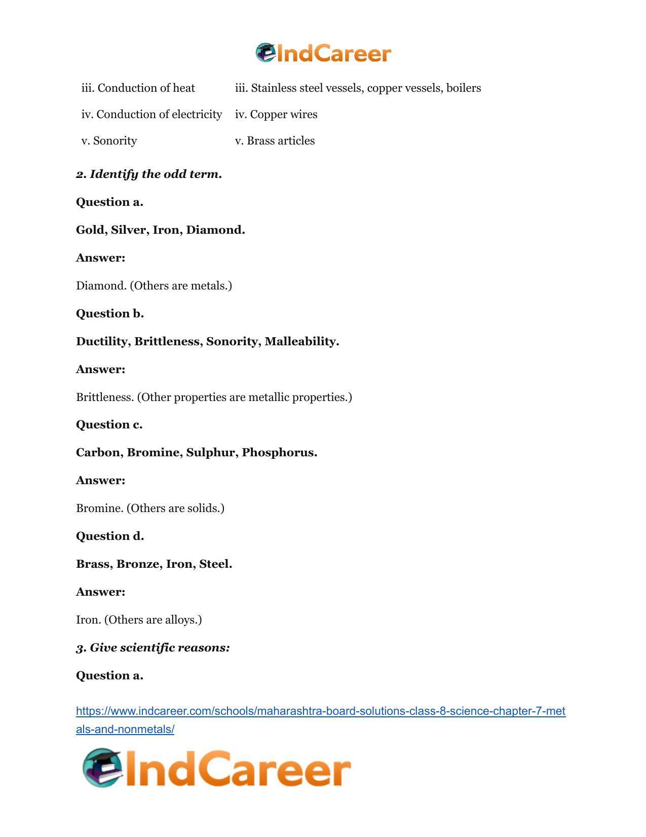 Maharashtra Board Solutions Class 8-Science: Chapter 7- Metals and Nonmetals - Page 3
