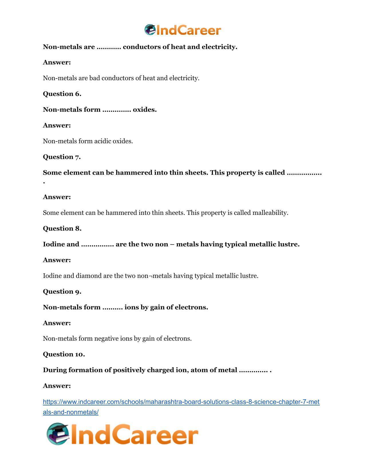 Maharashtra Board Solutions Class 8-Science: Chapter 7- Metals and Nonmetals - Page 8
