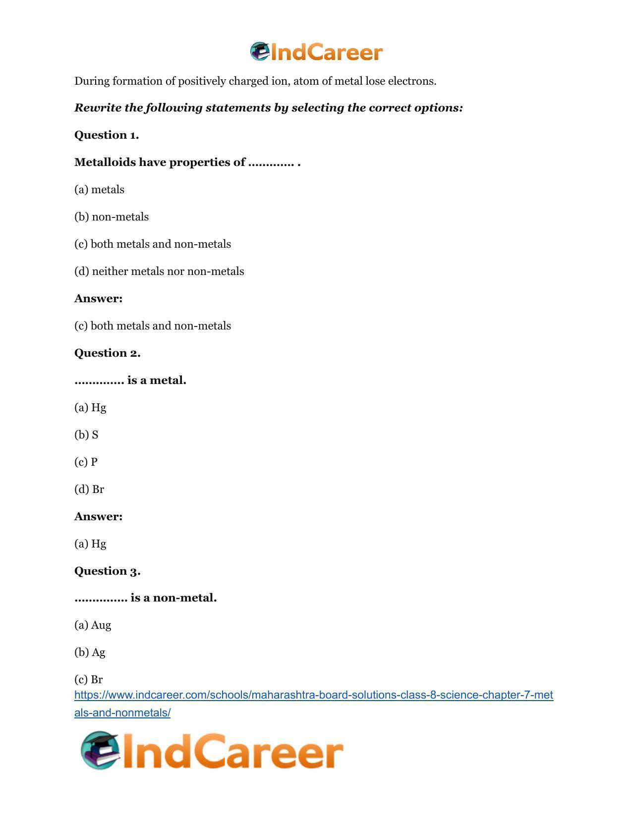 Maharashtra Board Solutions Class 8-Science: Chapter 7- Metals and Nonmetals - Page 9