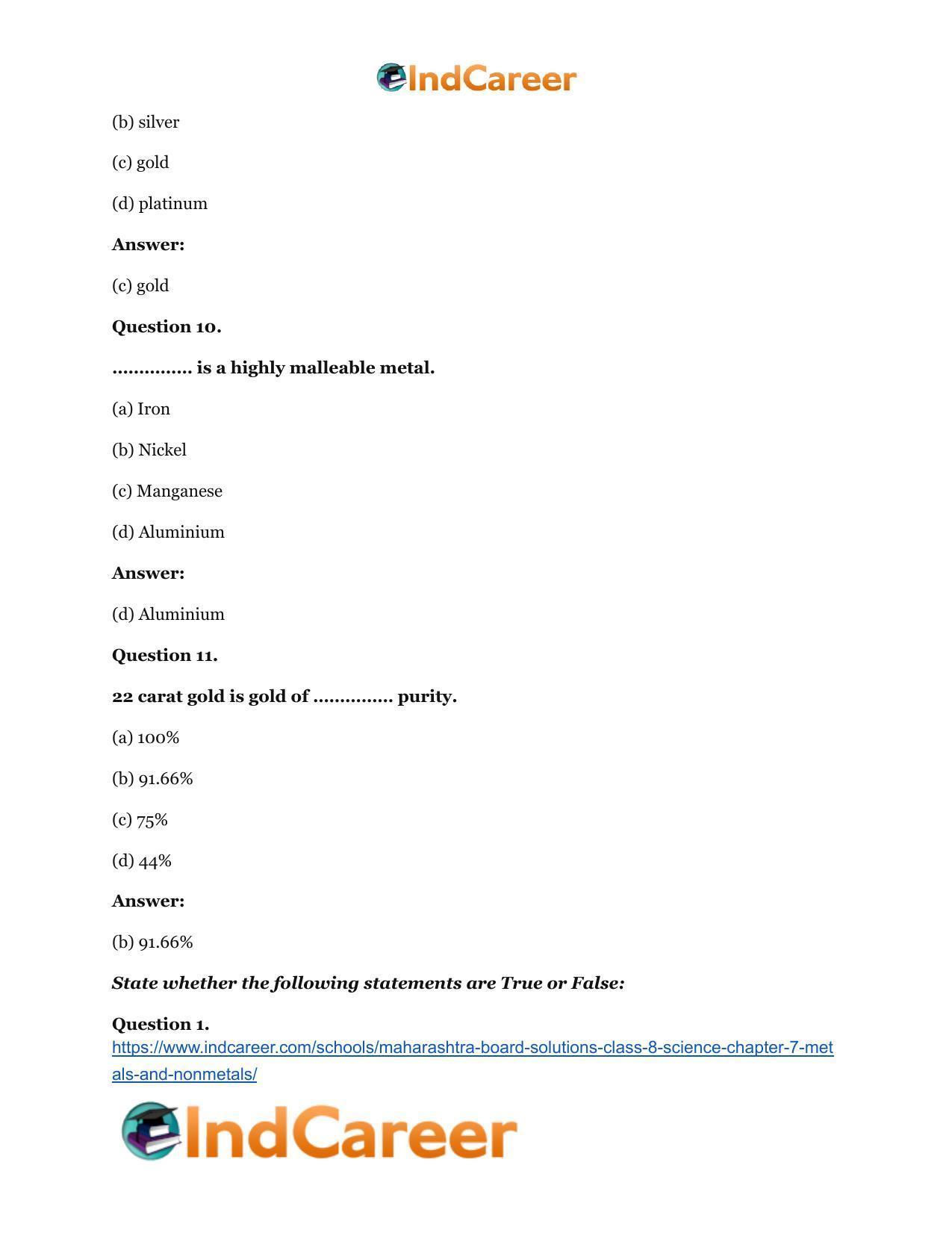 Maharashtra Board Solutions Class 8-Science: Chapter 7- Metals and Nonmetals - Page 12