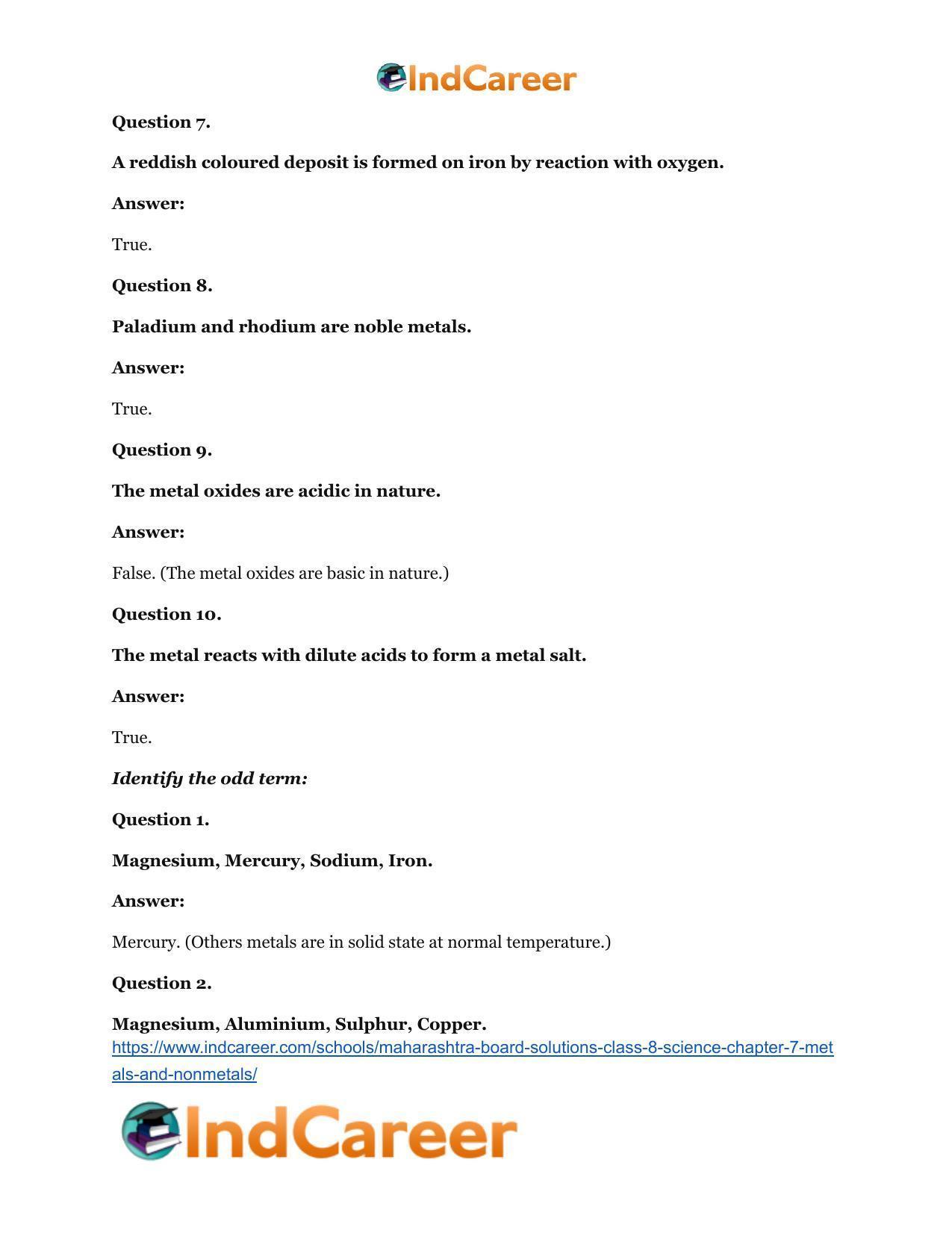 Maharashtra Board Solutions Class 8-Science: Chapter 7- Metals and Nonmetals - Page 14