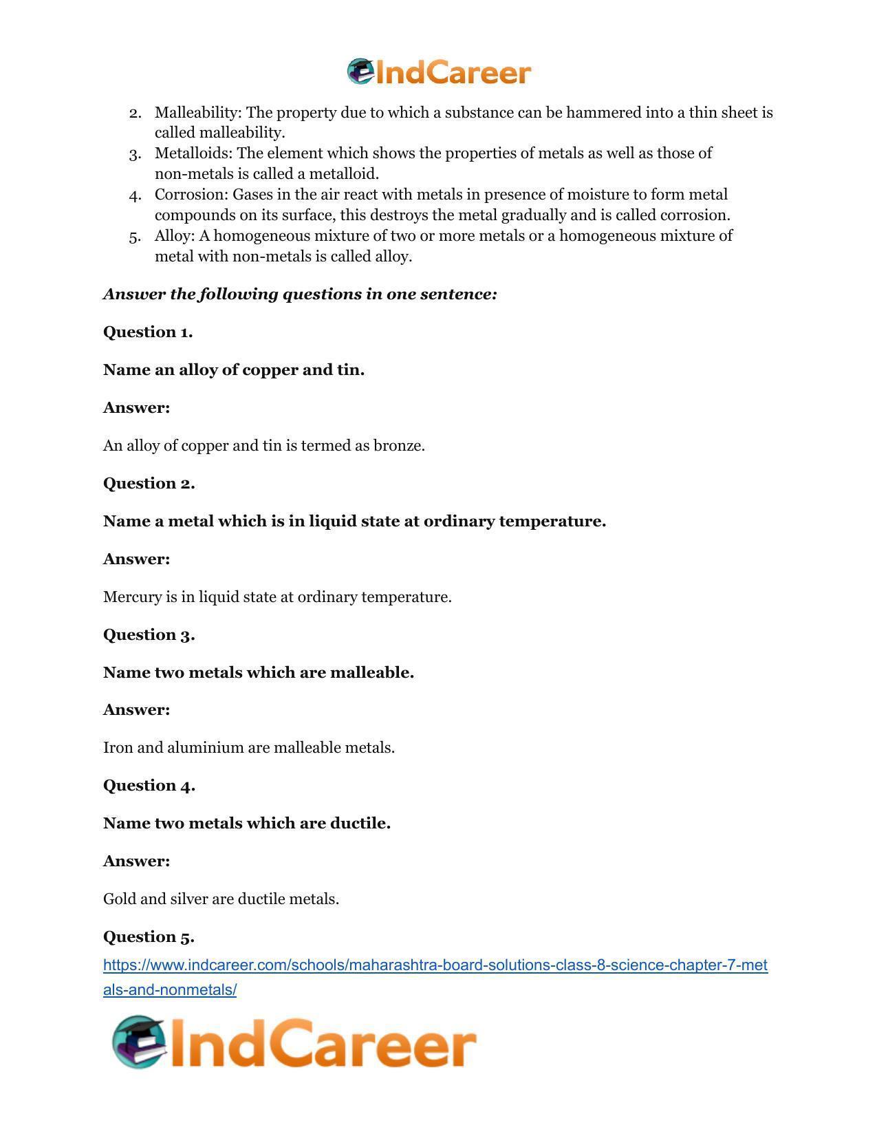 Maharashtra Board Solutions Class 8-Science: Chapter 7- Metals and Nonmetals - Page 18
