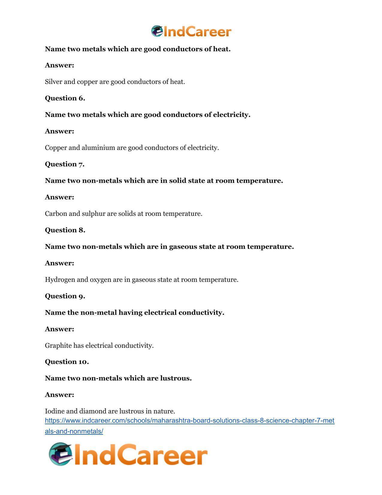 Maharashtra Board Solutions Class 8-Science: Chapter 7- Metals and Nonmetals - Page 19