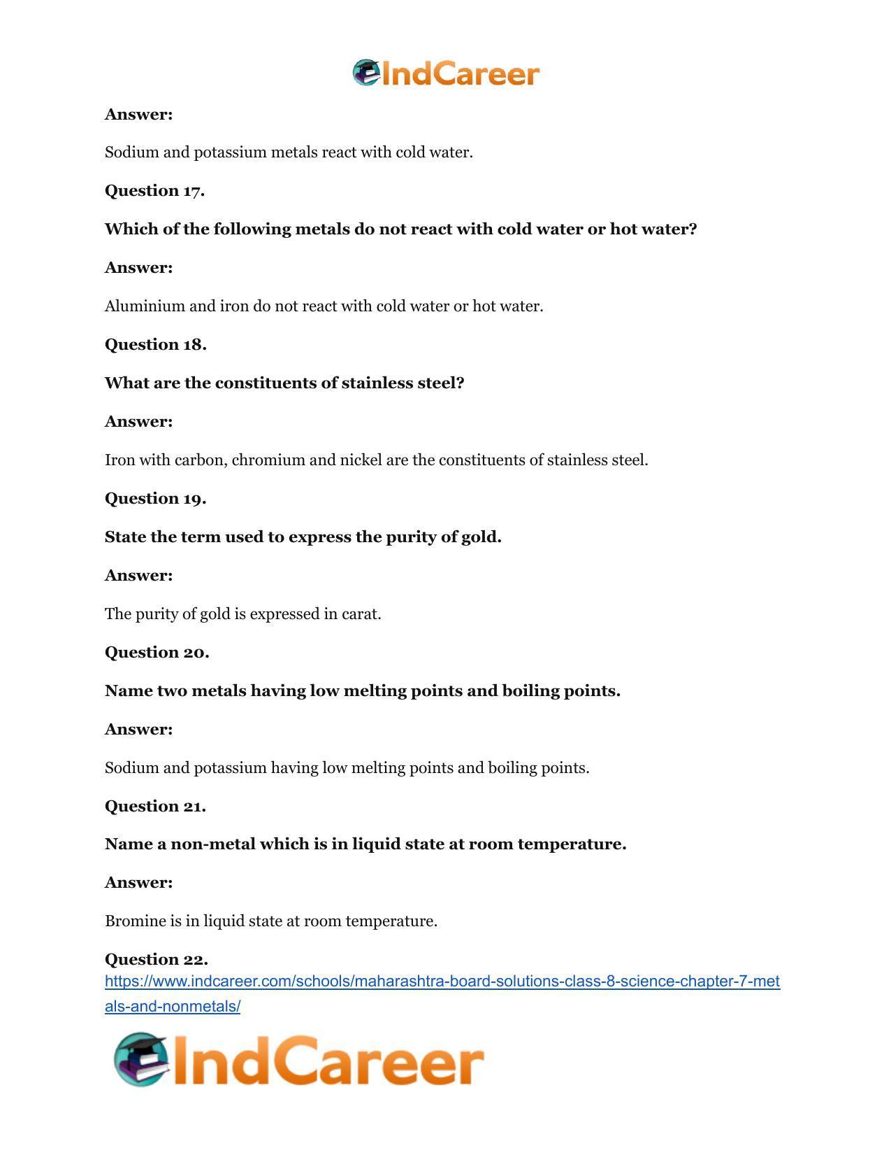 Maharashtra Board Solutions Class 8-Science: Chapter 7- Metals and Nonmetals - Page 21