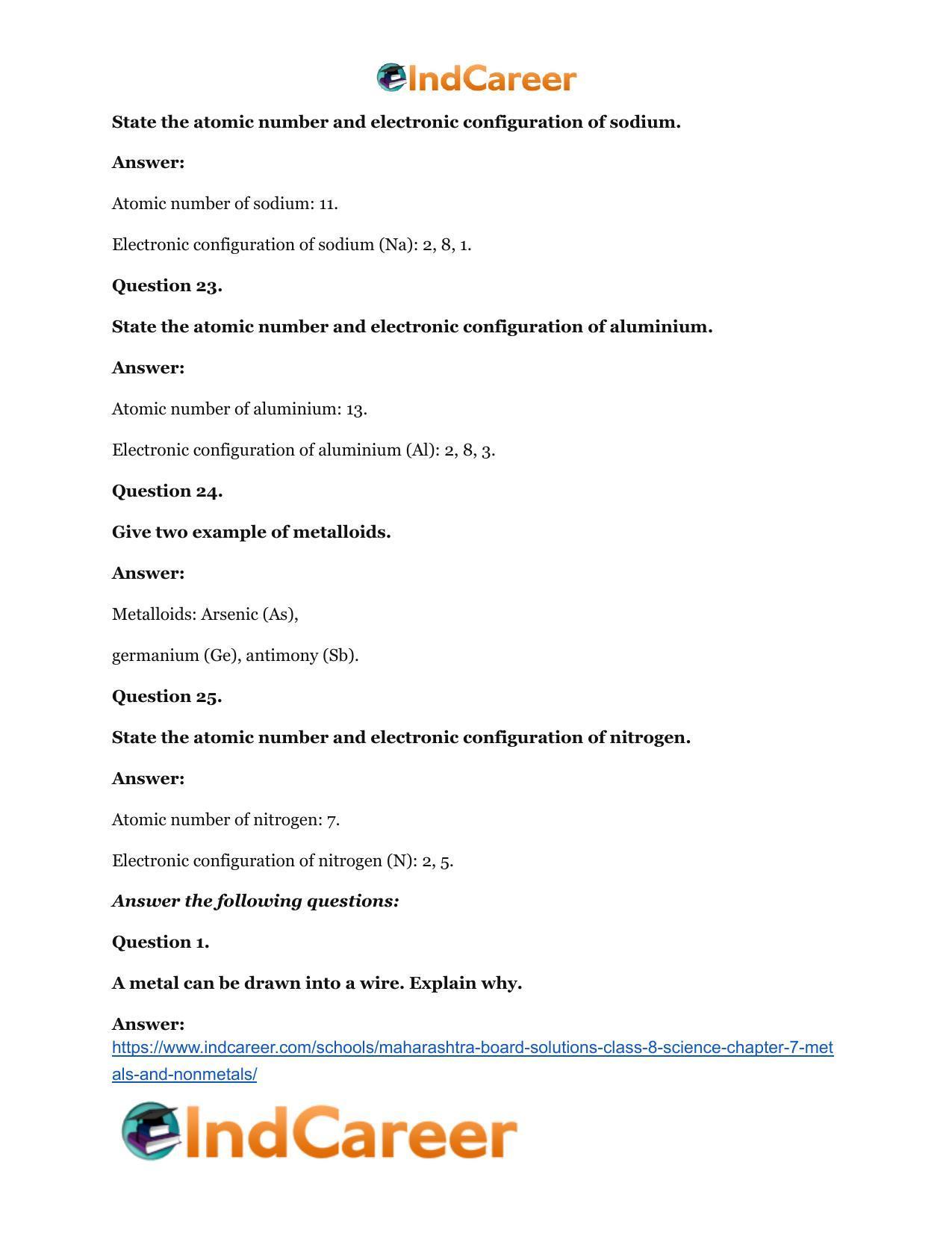 Maharashtra Board Solutions Class 8-Science: Chapter 7- Metals and Nonmetals - Page 22