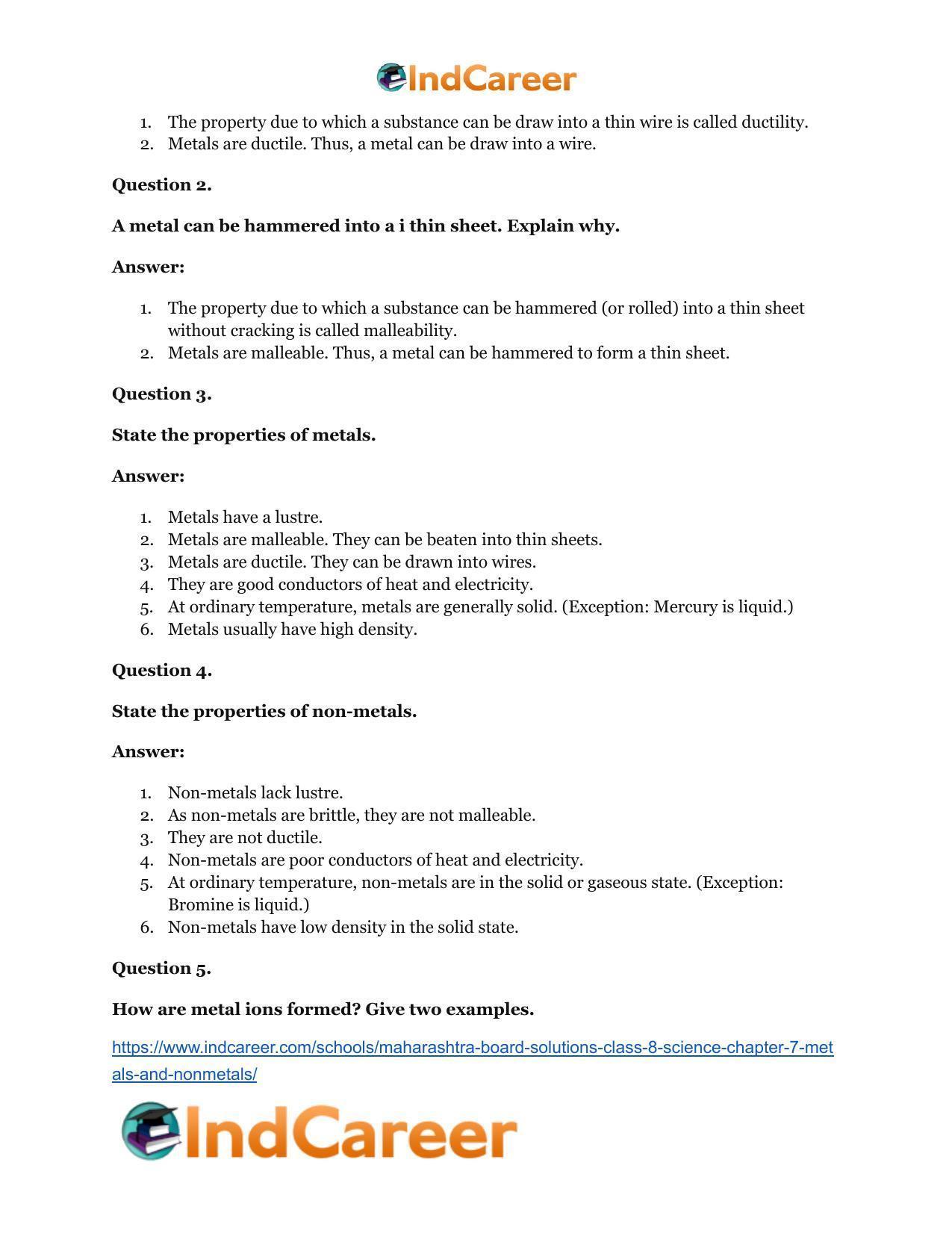 Maharashtra Board Solutions Class 8-Science: Chapter 7- Metals and Nonmetals - Page 23