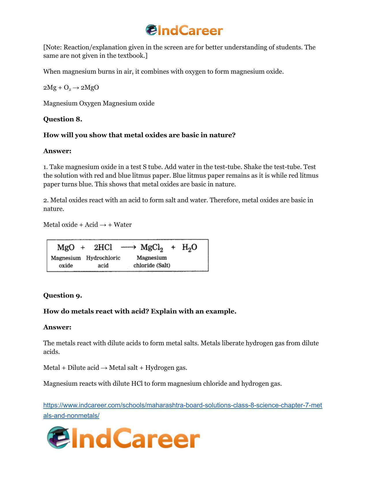 Maharashtra Board Solutions Class 8-Science: Chapter 7- Metals and Nonmetals - Page 25