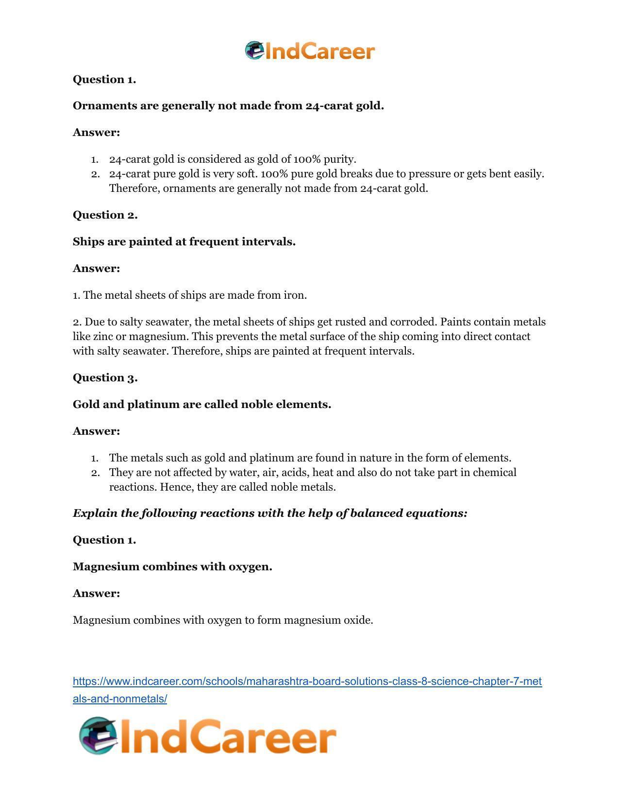 Maharashtra Board Solutions Class 8-Science: Chapter 7- Metals and Nonmetals - Page 28