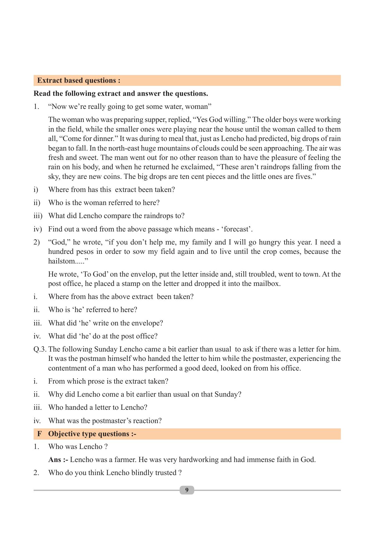 Tripura Board Class 10 English Workbooks - Page 9