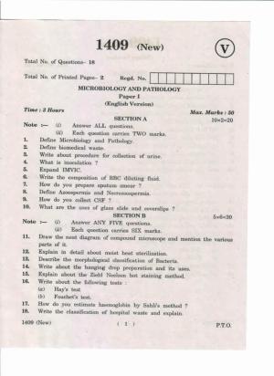 AP Inter 1st Year Microbiology and Pathology-I (New) May-2019-Vocational Question Paper