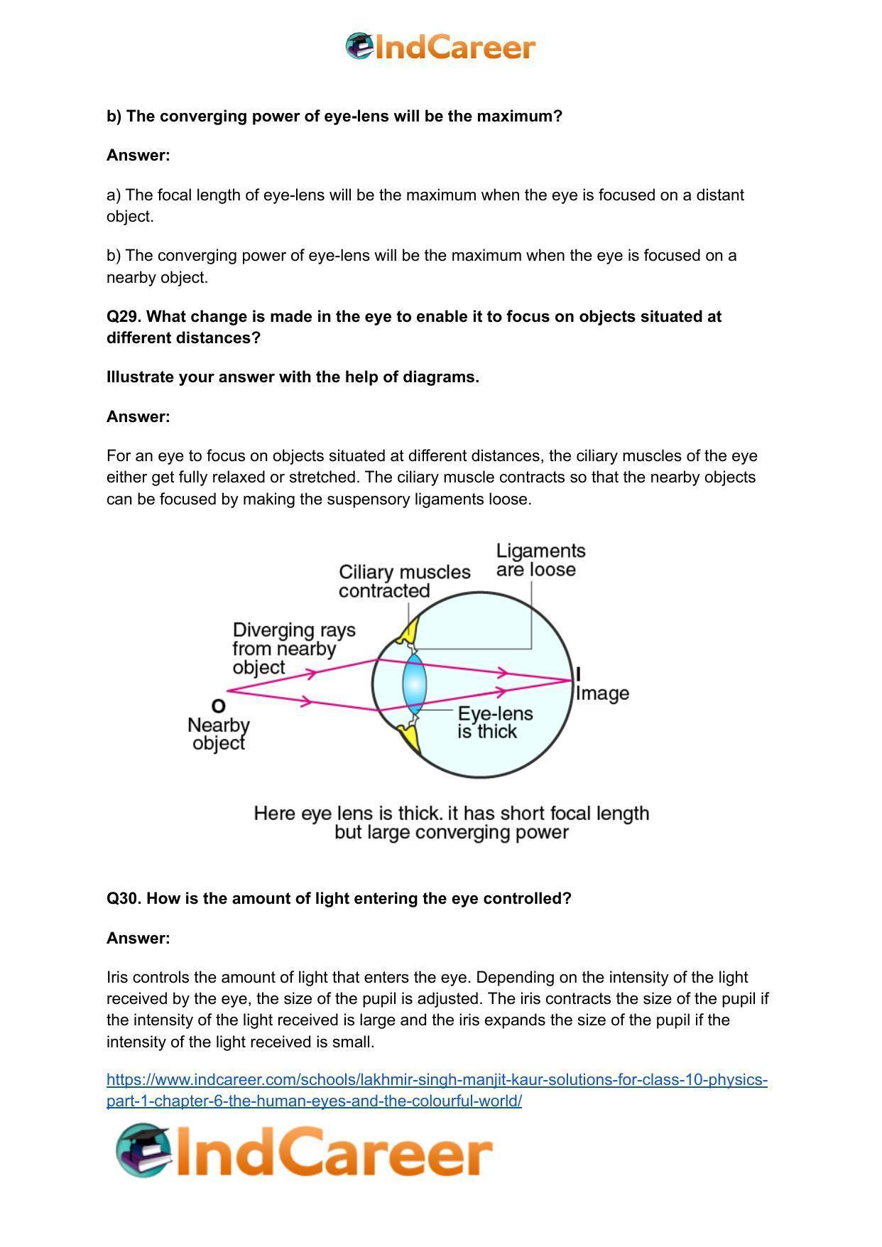 Lakhmir Singh Manjit Kaur Solutions for Class 10 Physics (Part 1) Chapter 6- The Human Eyes And The Colourful World - Page 8