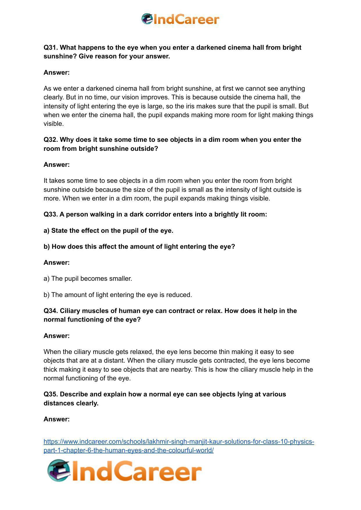 Lakhmir Singh Manjit Kaur Solutions for Class 10 Physics (Part 1) Chapter 6- The Human Eyes And The Colourful World - Page 9