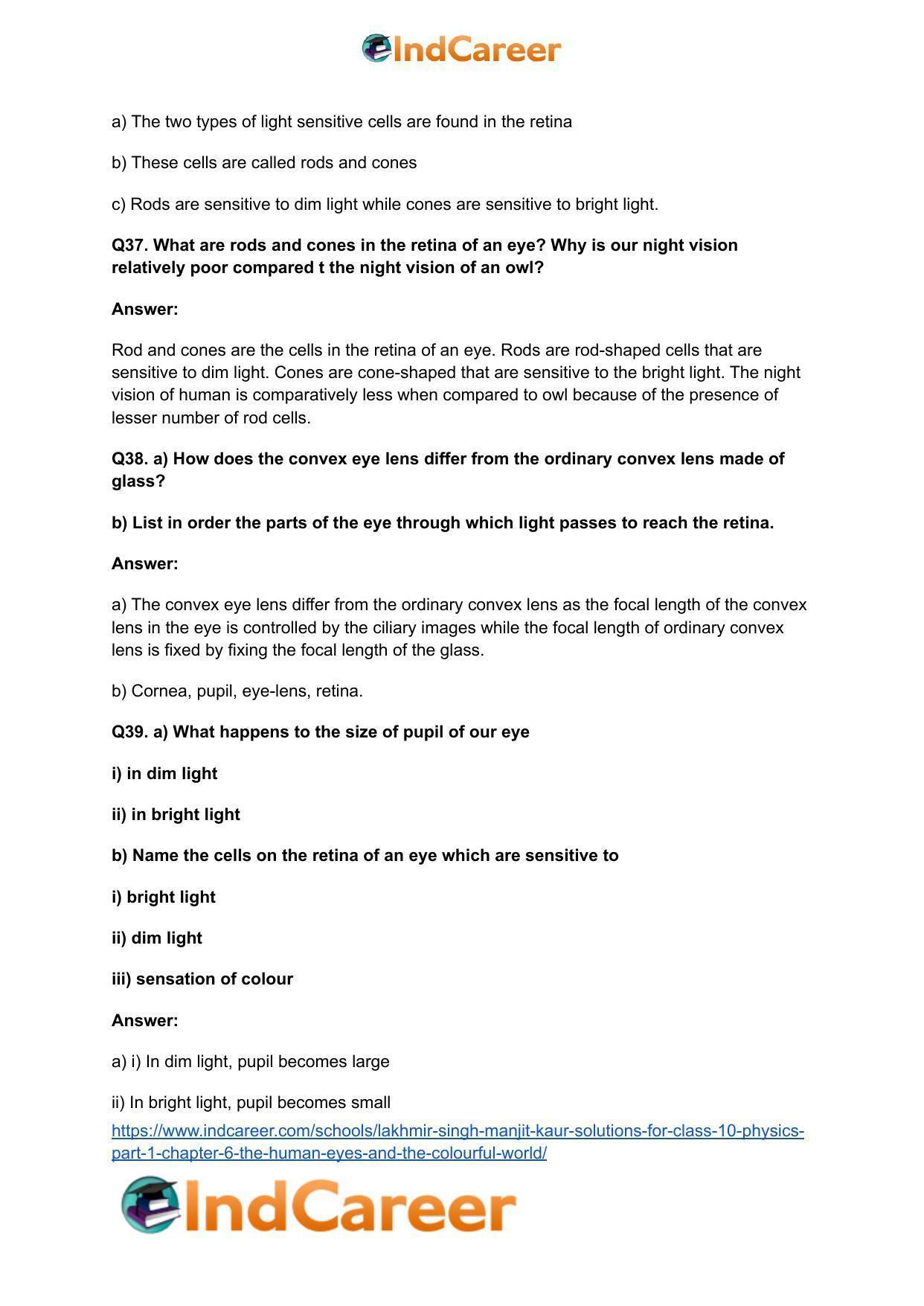 Lakhmir Singh Manjit Kaur Solutions for Class 10 Physics (Part 1) Chapter 6- The Human Eyes And The Colourful World - Page 11