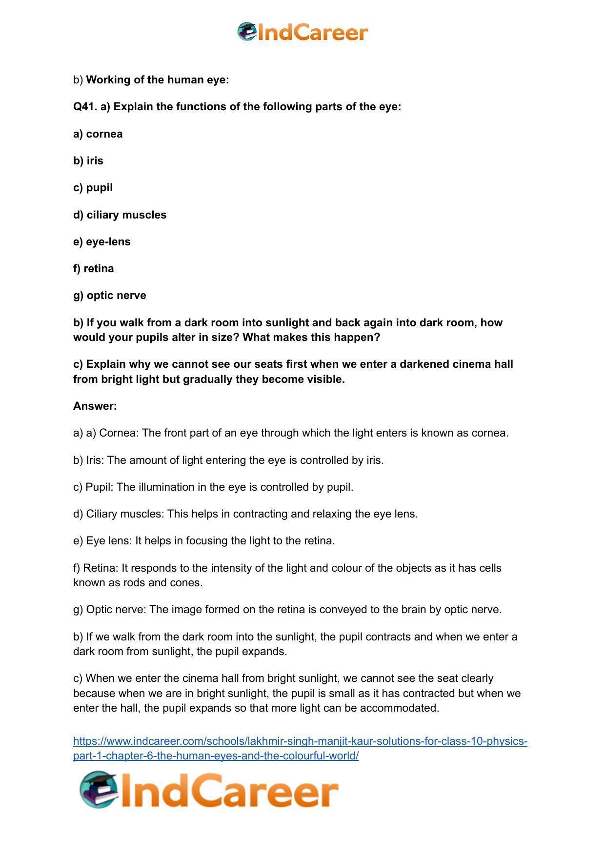 Lakhmir Singh Manjit Kaur Solutions for Class 10 Physics (Part 1) Chapter 6- The Human Eyes And The Colourful World - Page 13