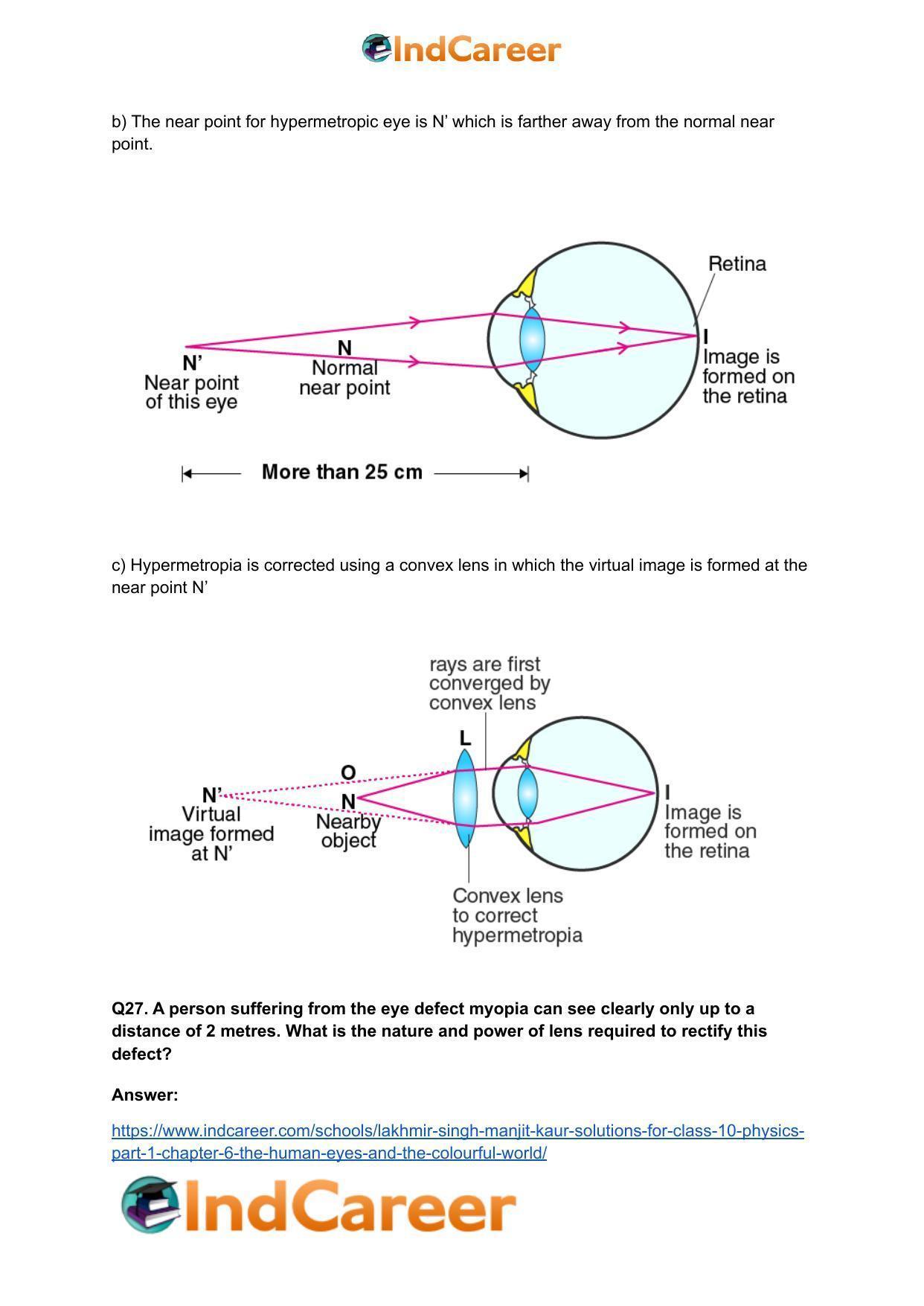 Lakhmir Singh Manjit Kaur Solutions for Class 10 Physics (Part 1) Chapter 6- The Human Eyes And The Colourful World - Page 27