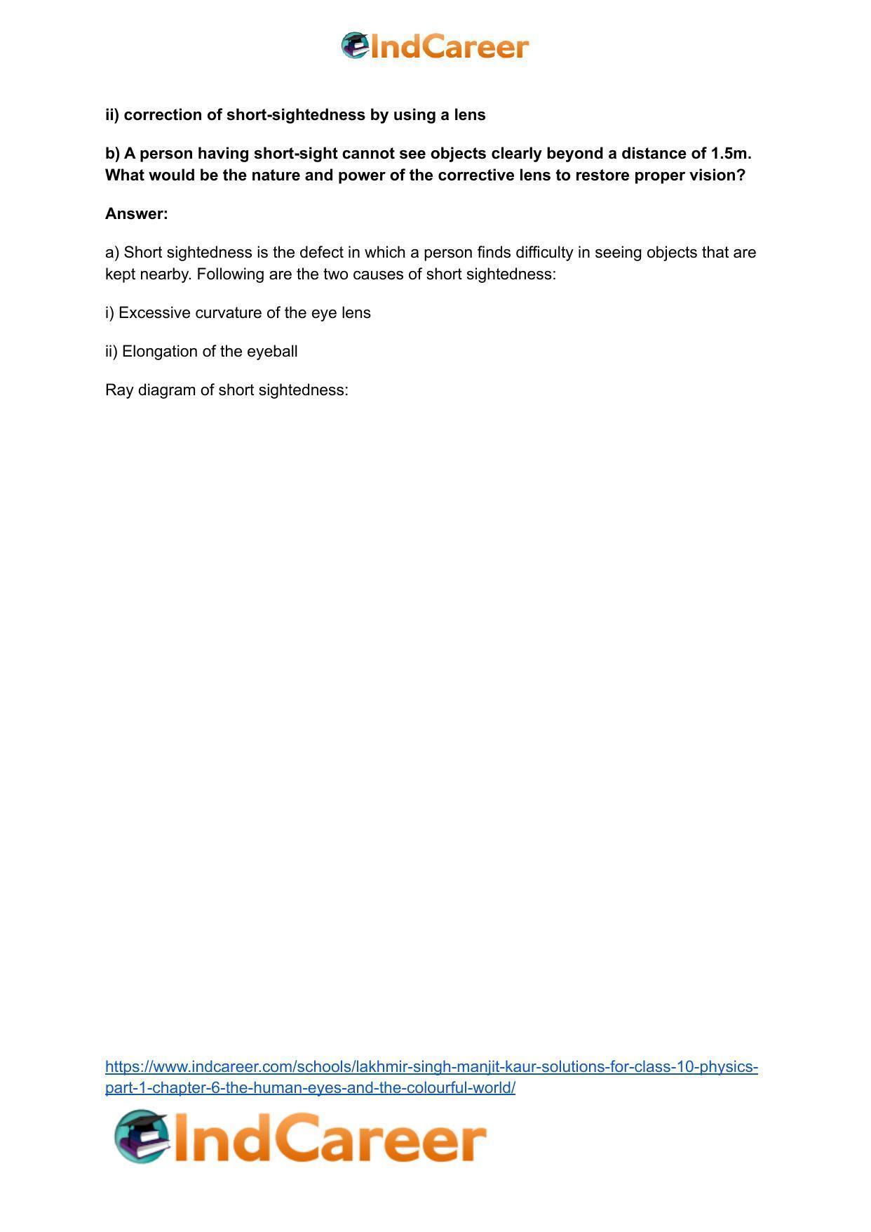 Lakhmir Singh Manjit Kaur Solutions for Class 10 Physics (Part 1) Chapter 6- The Human Eyes And The Colourful World - Page 30
