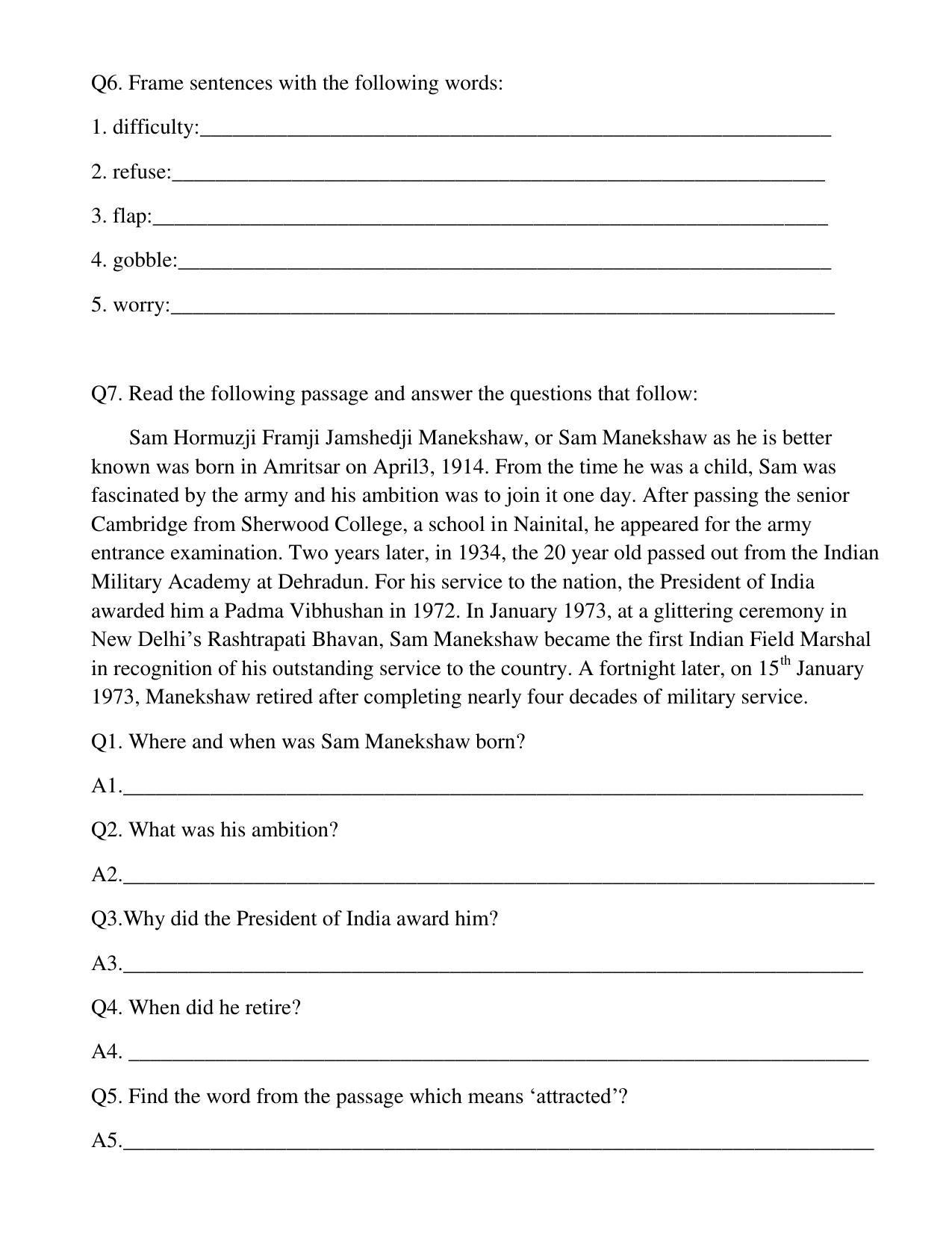 Worksheet for Class 4 English Assignment 42 - Page 3