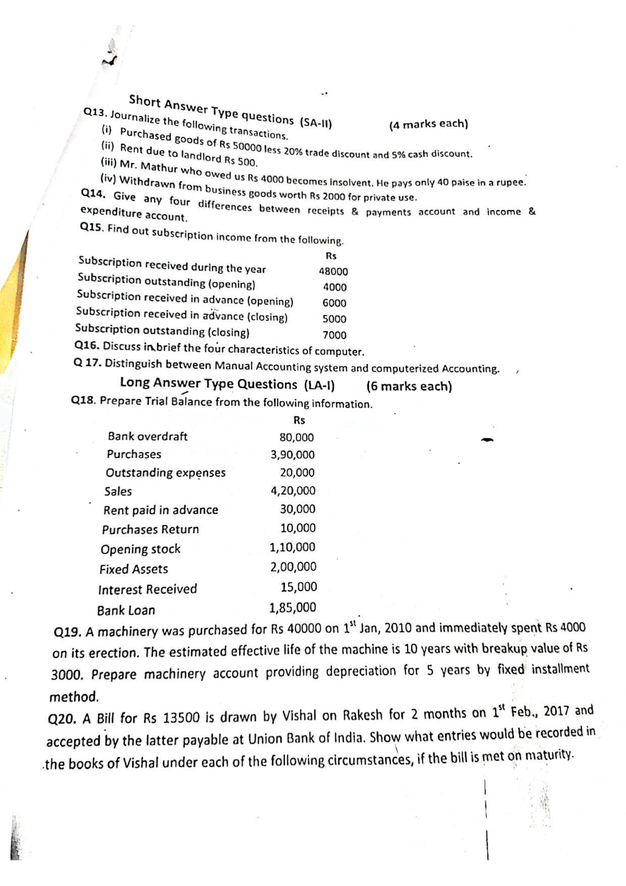 JKBOSE Class 11 Accountancy Model Question Paper 2023 - Page 2