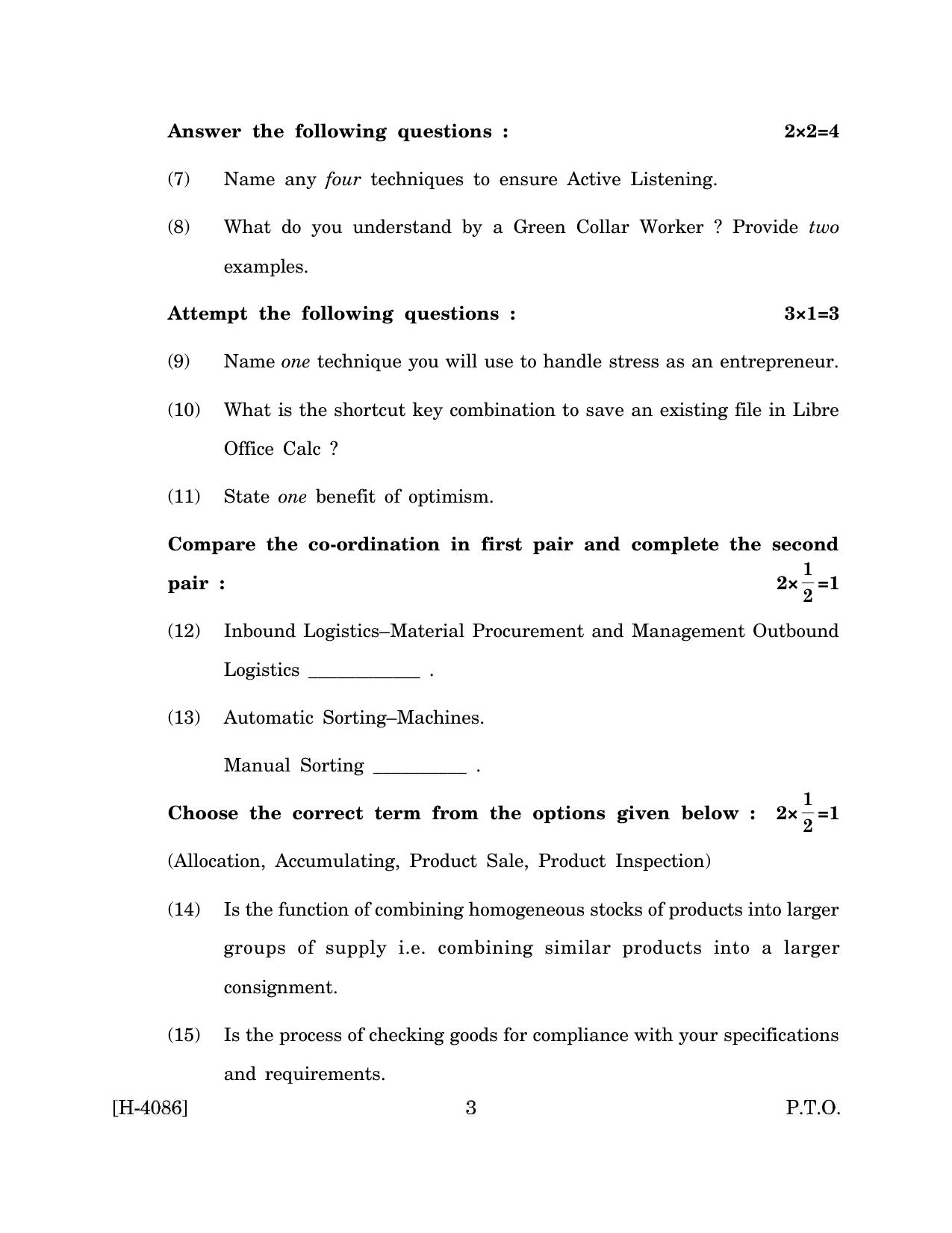 Goa Board Class 12 Logistics Management (March 2024) Question Paper - Page 3