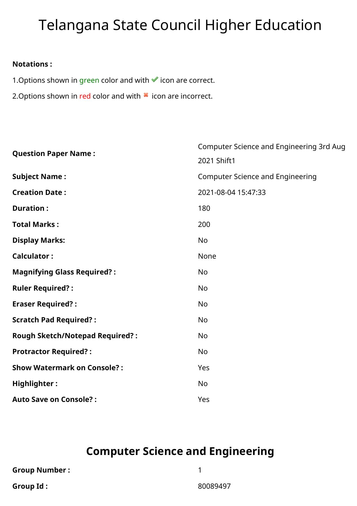 TS ECET 2021 Computer Science and Engineering Question Paper - Page 1