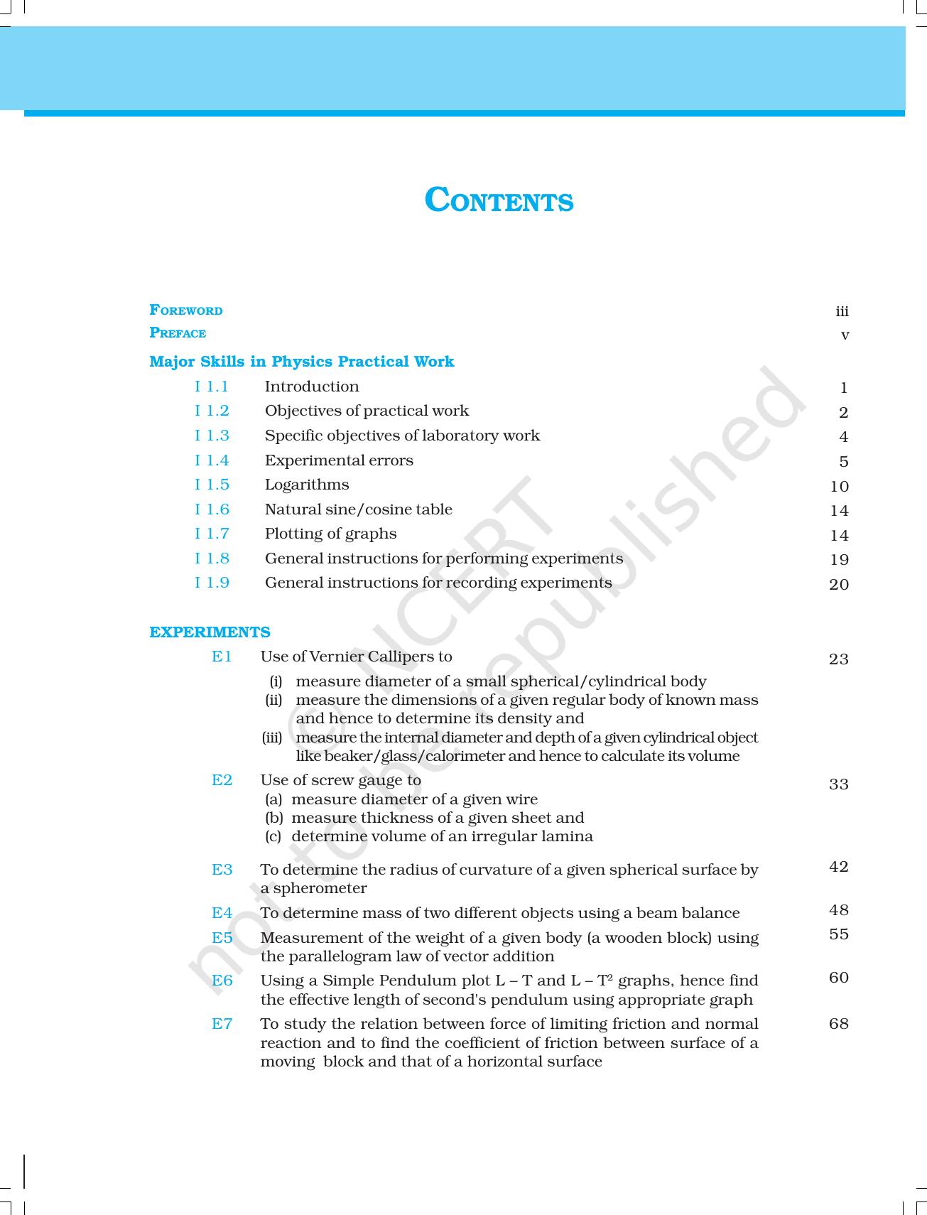 NCERT Laboratory Manuals for Class XI Physics - Major Skills in Physics Practical work - Page 11