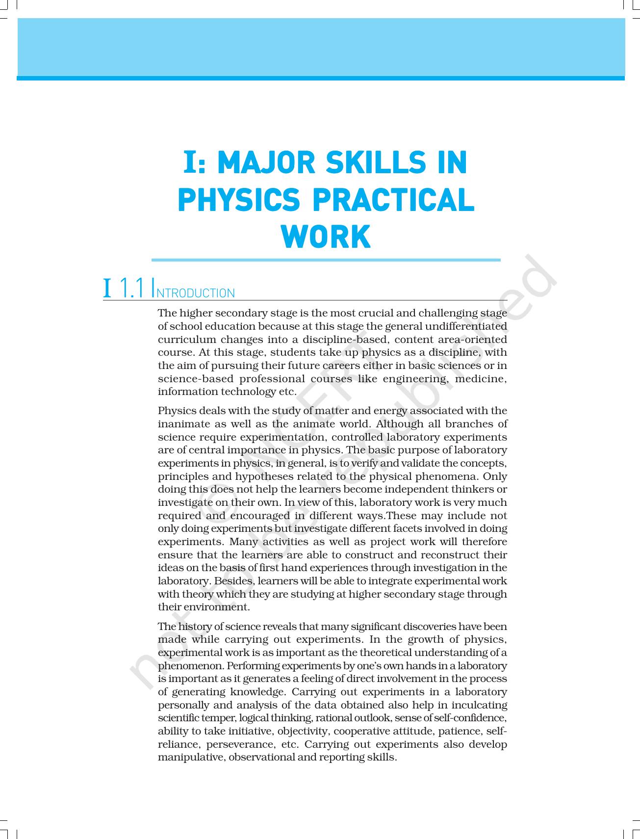 NCERT Laboratory Manuals for Class XI Physics - Major Skills in Physics Practical work - Page 15