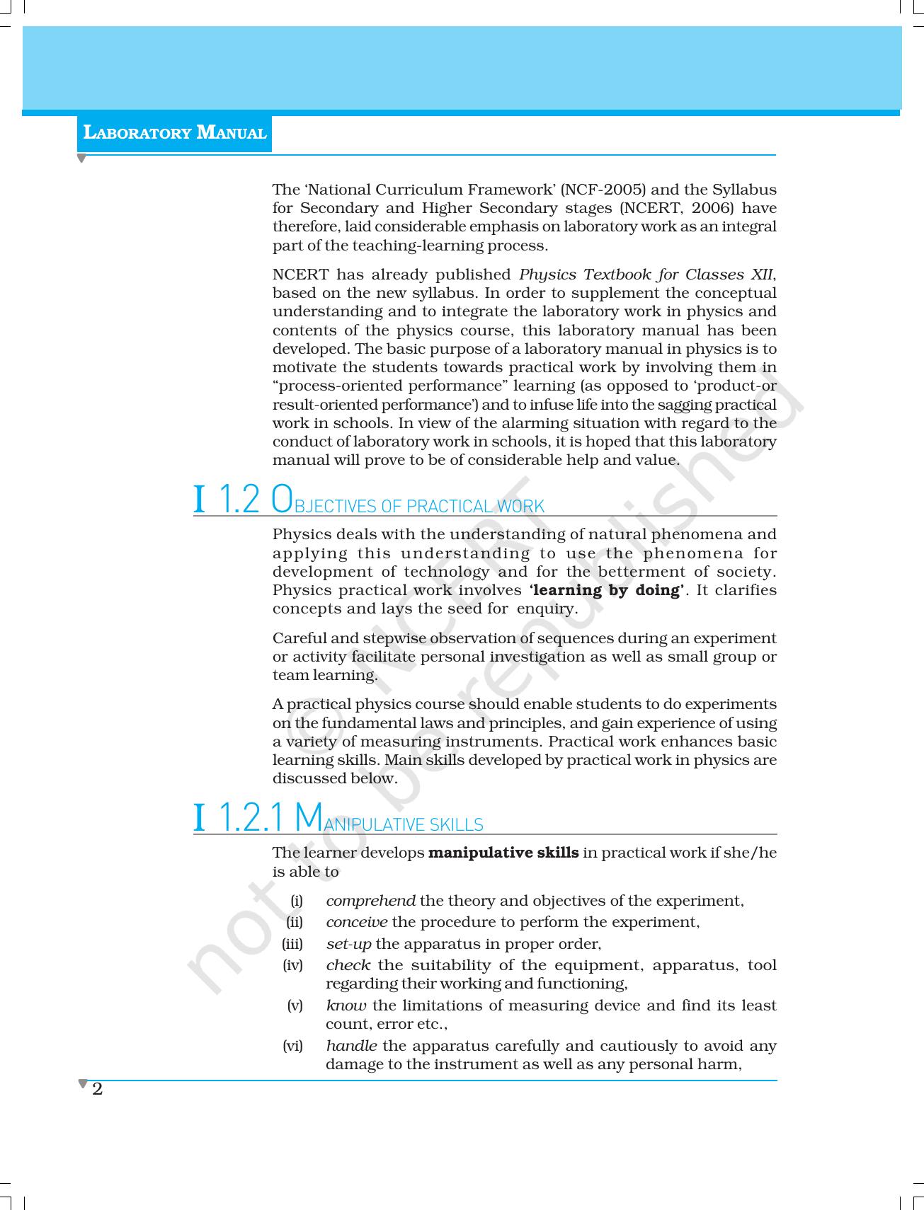 NCERT Laboratory Manuals for Class XI Physics - Major Skills in Physics Practical work - Page 16
