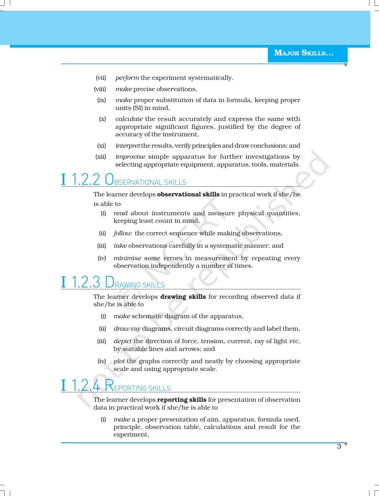 NCERT Laboratory Manuals for Class XI Physics - Major Skills in Physics Practical work - Page 17
