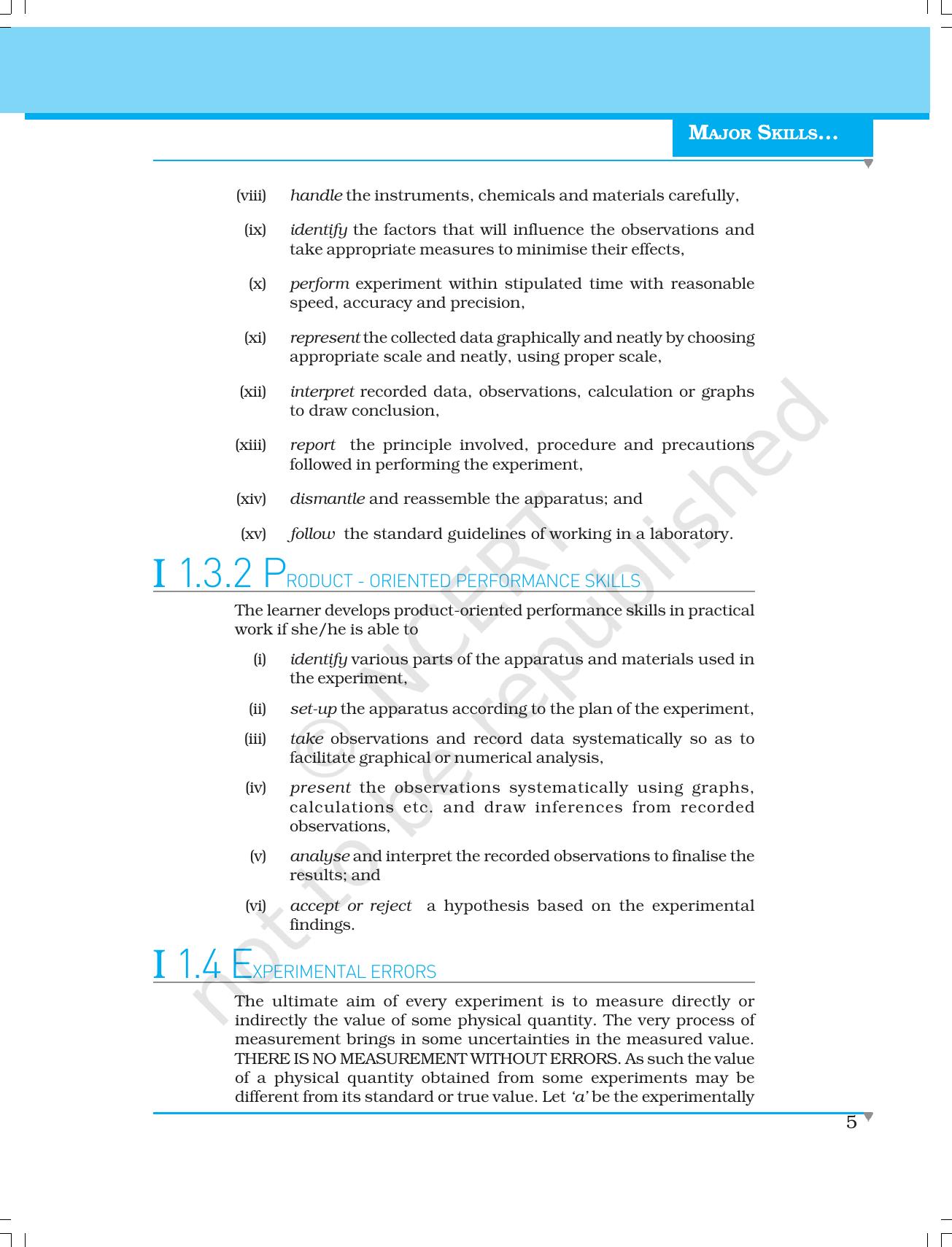 NCERT Laboratory Manuals for Class XI Physics - Major Skills in Physics Practical work - Page 19