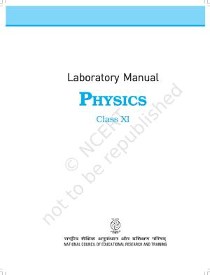 NCERT Laboratory Manuals for Class XI Physics - Major Skills in Physics Practical work