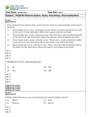 CUET (PG) 2022: PGQP-49 Dharma Sastra, Vastu, Paurohitya, Dharmashashtra (04-09-2022) Question Paper