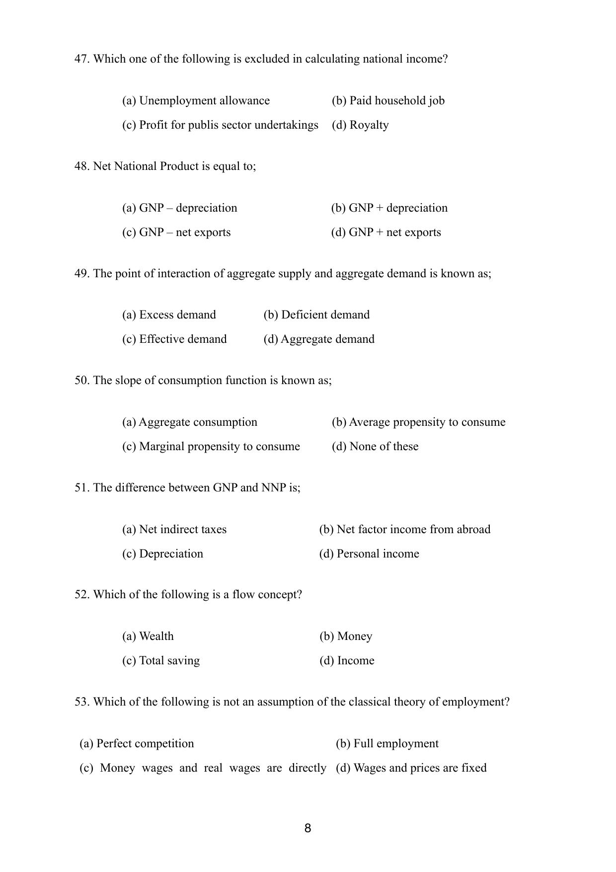 CUCAT 2021 Integrated M.A. in Development Studies Question Paper - Page 8
