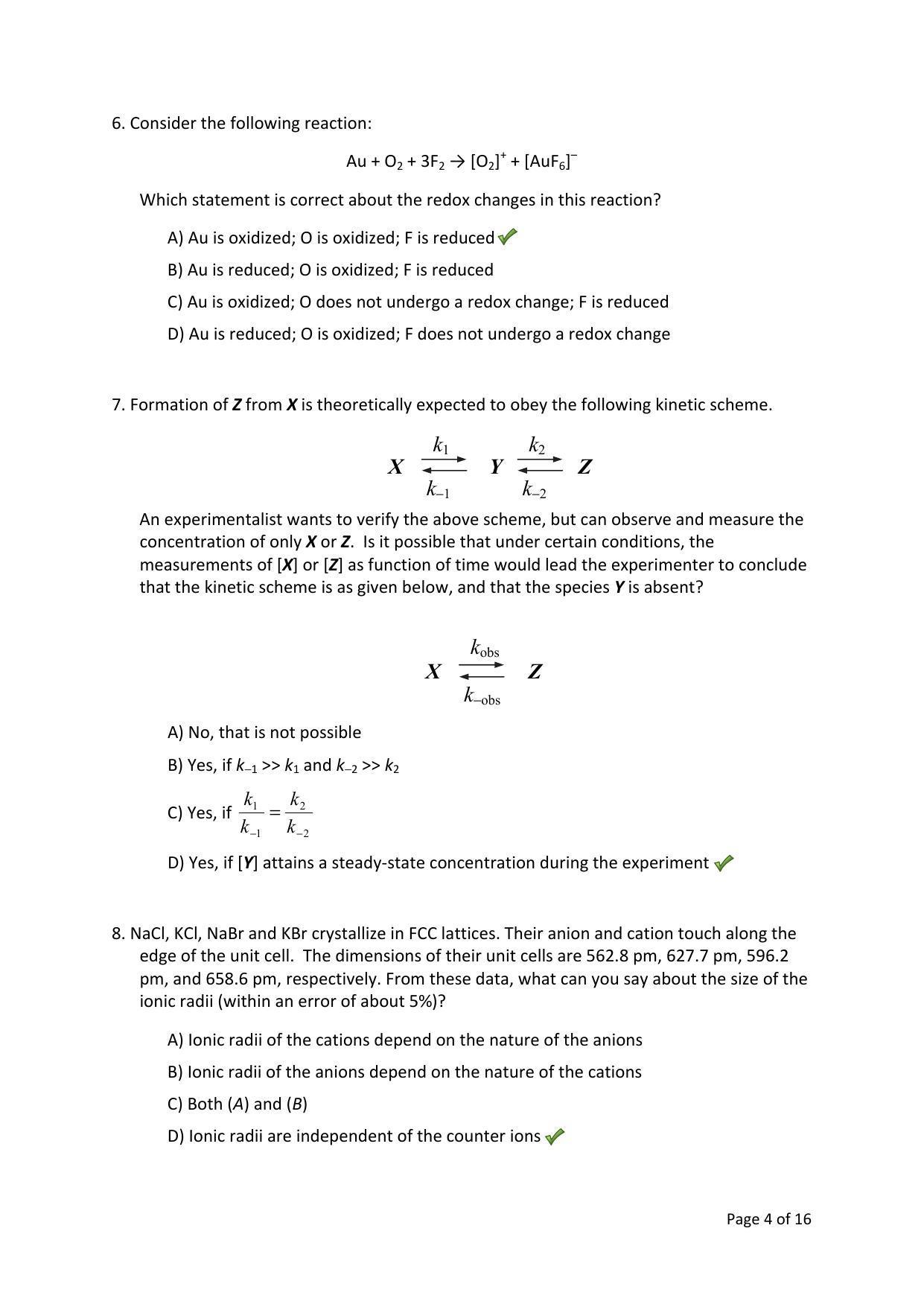 TIFR GS 2015 Chemistry X Question Paper - Page 4