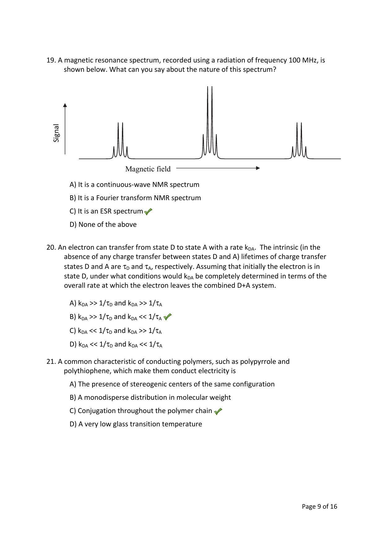 TIFR GS 2015 Chemistry X Question Paper - Page 9