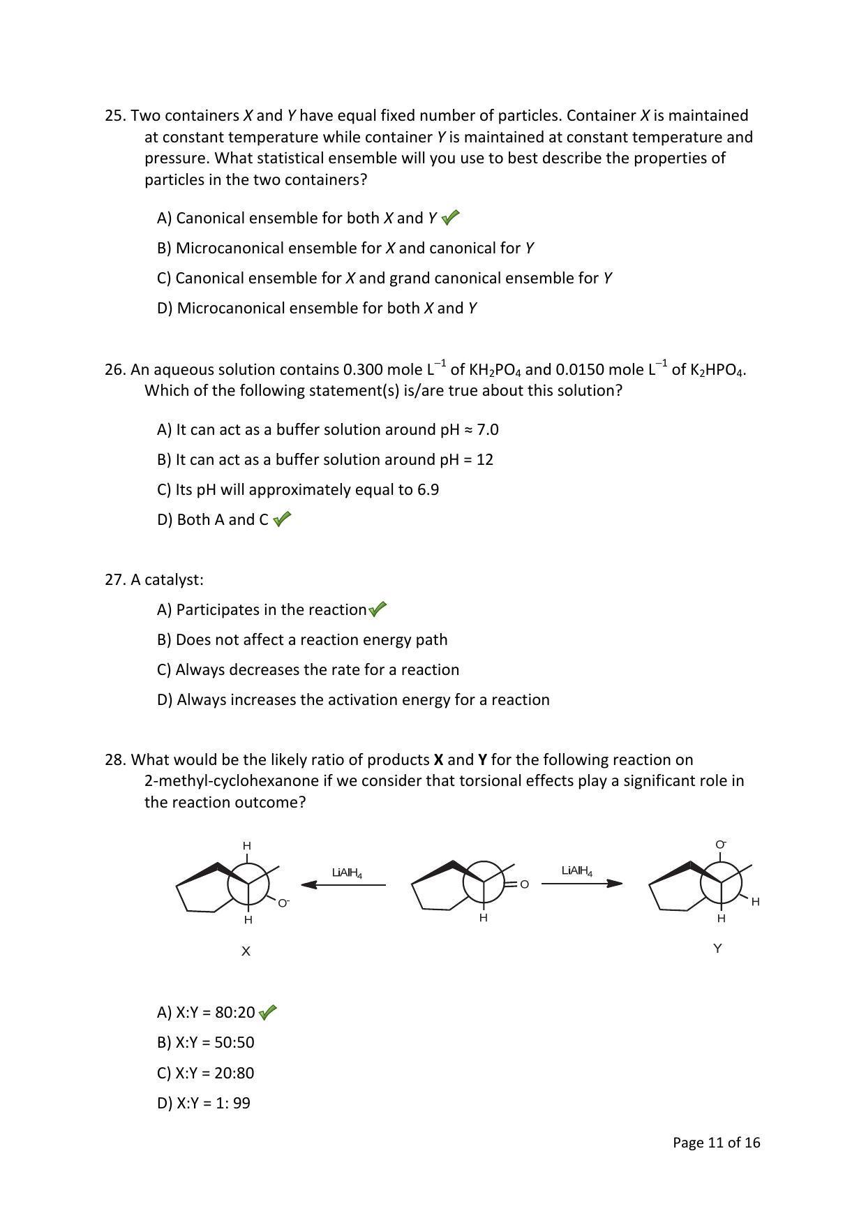 TIFR GS 2015 Chemistry X Question Paper - Page 11