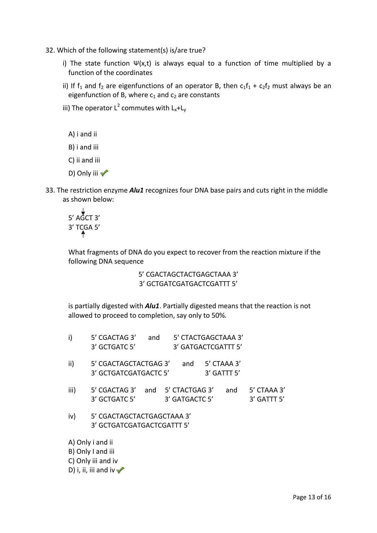 TIFR GS 2015 Chemistry X Question Paper - Page 13