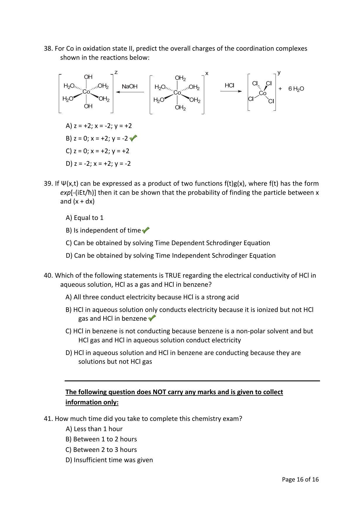 TIFR GS 2015 Chemistry X Question Paper - Page 16