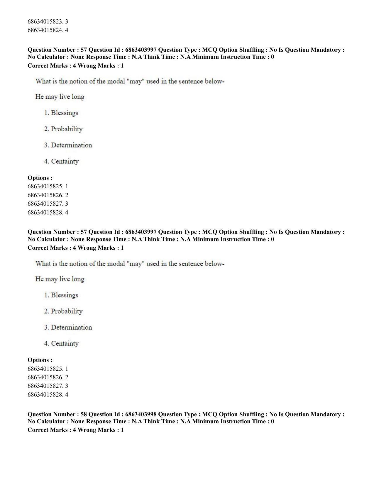 CUET PG 2023: COQP05 – B.Ed. Languages (Eng.) - Shift 1 (05-06-2023) Question Paper - Page 59