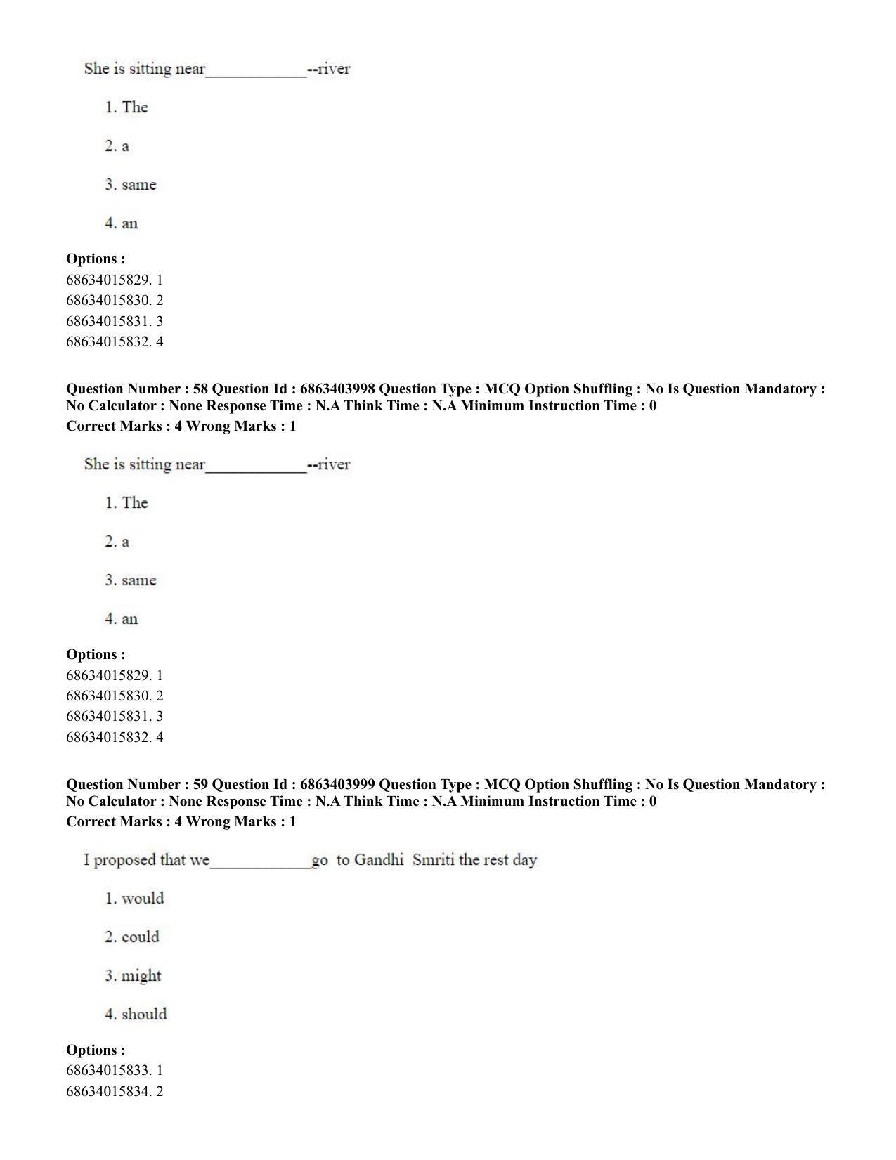 CUET PG 2023: COQP05 – B.Ed. Languages (Eng.) - Shift 1 (05-06-2023) Question Paper - Page 60
