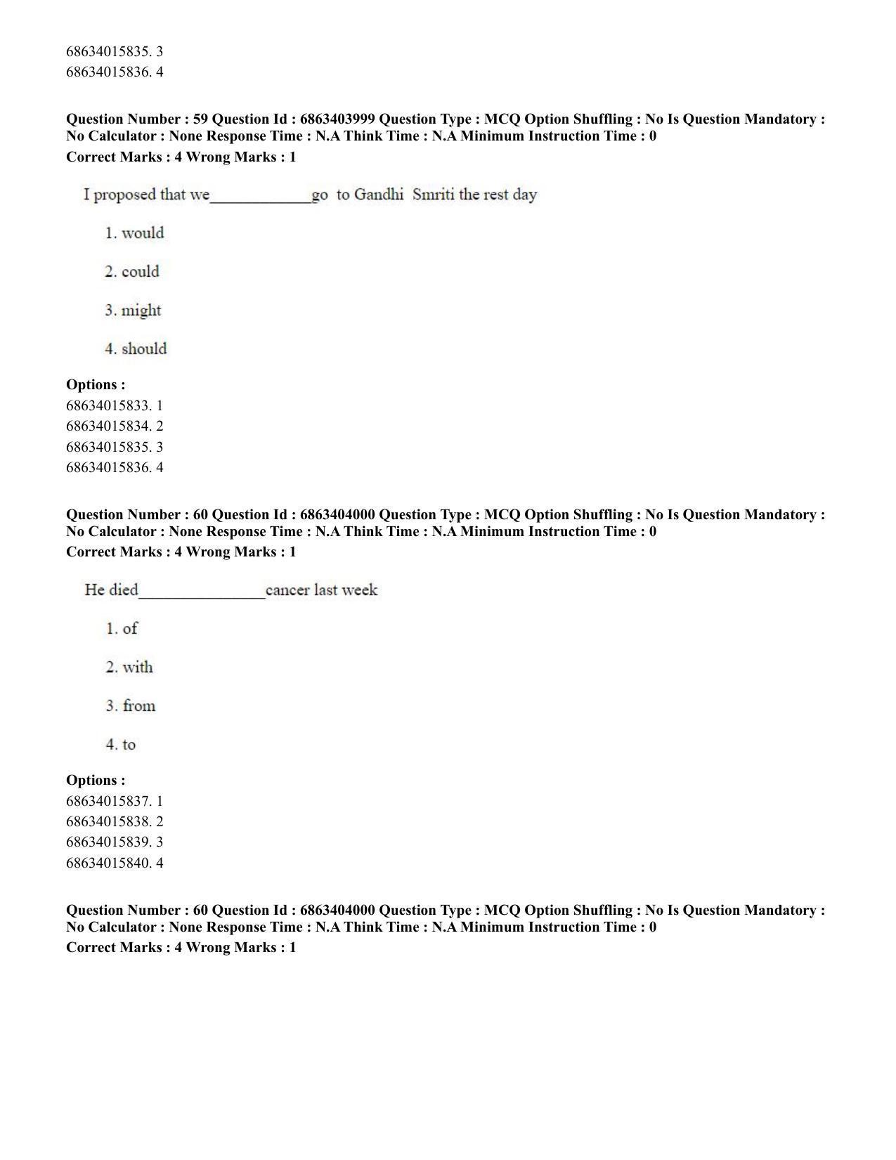 CUET PG 2023: COQP05 – B.Ed. Languages (Eng.) - Shift 1 (05-06-2023) Question Paper - Page 61