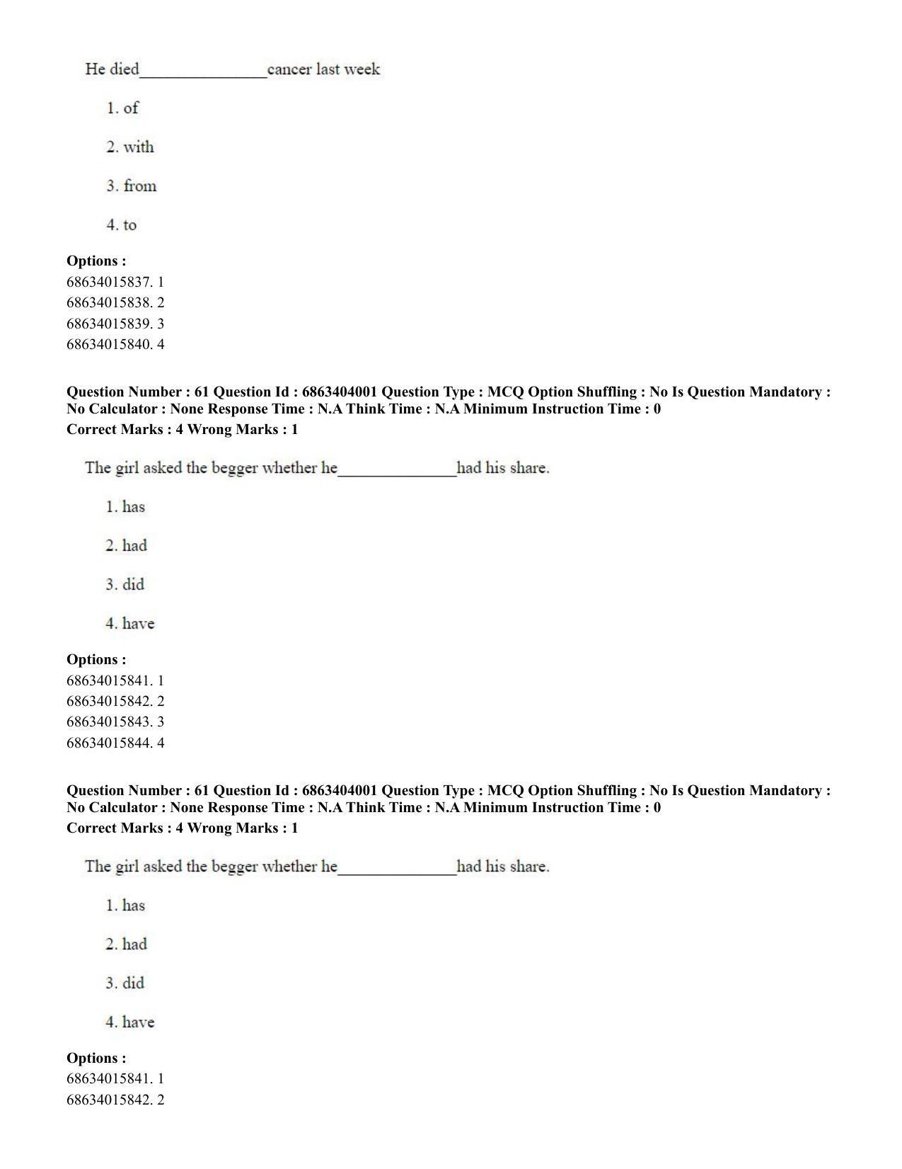 CUET PG 2023: COQP05 – B.Ed. Languages (Eng.) - Shift 1 (05-06-2023) Question Paper - Page 62